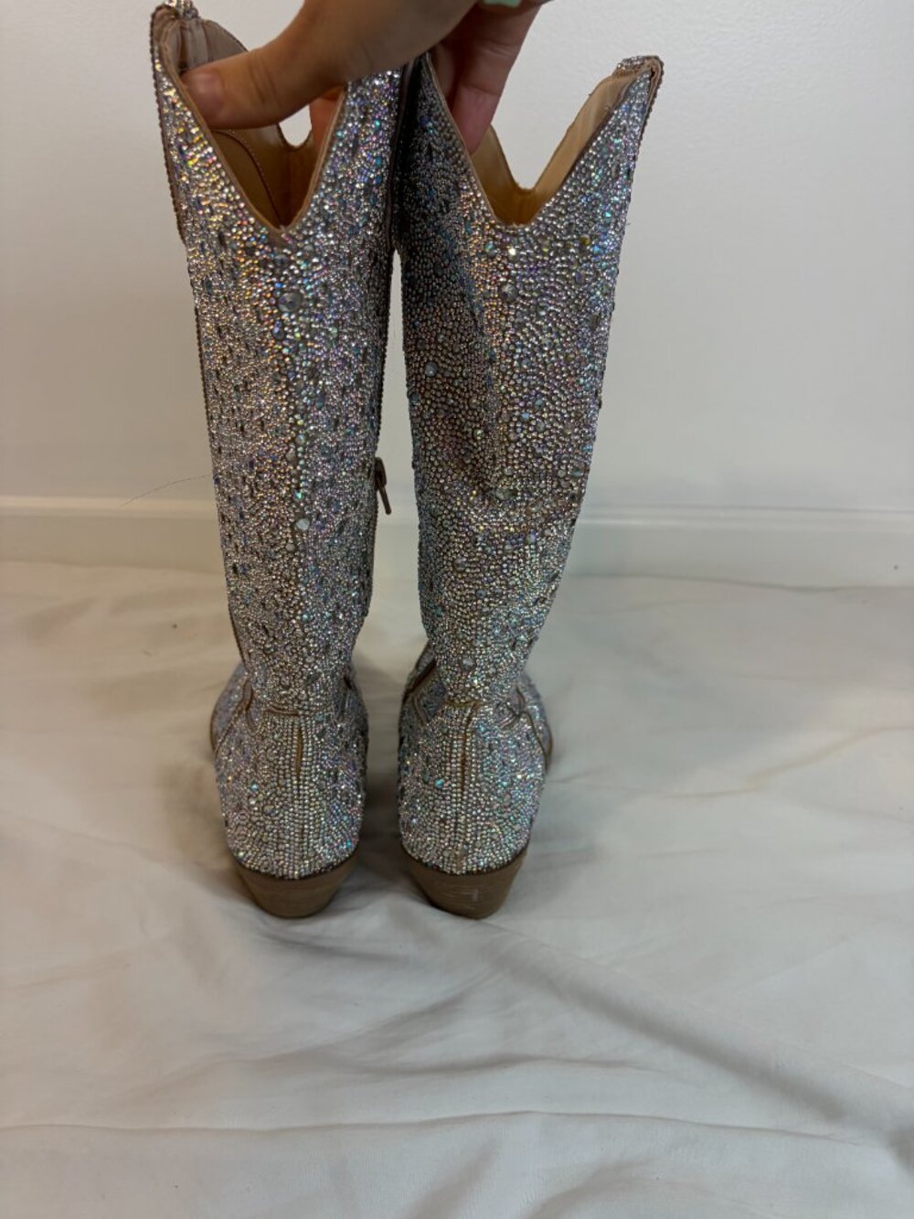 Betsey Johnson Utah Rhinestone Bedazzled Calf Height Boots - Picture 8 of 8